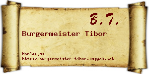Burgermeister Tibor névjegykártya